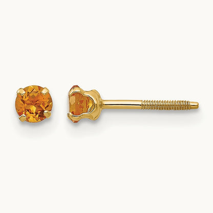 Madi K Citrine Birthstone Earrings, 3mm, 14K