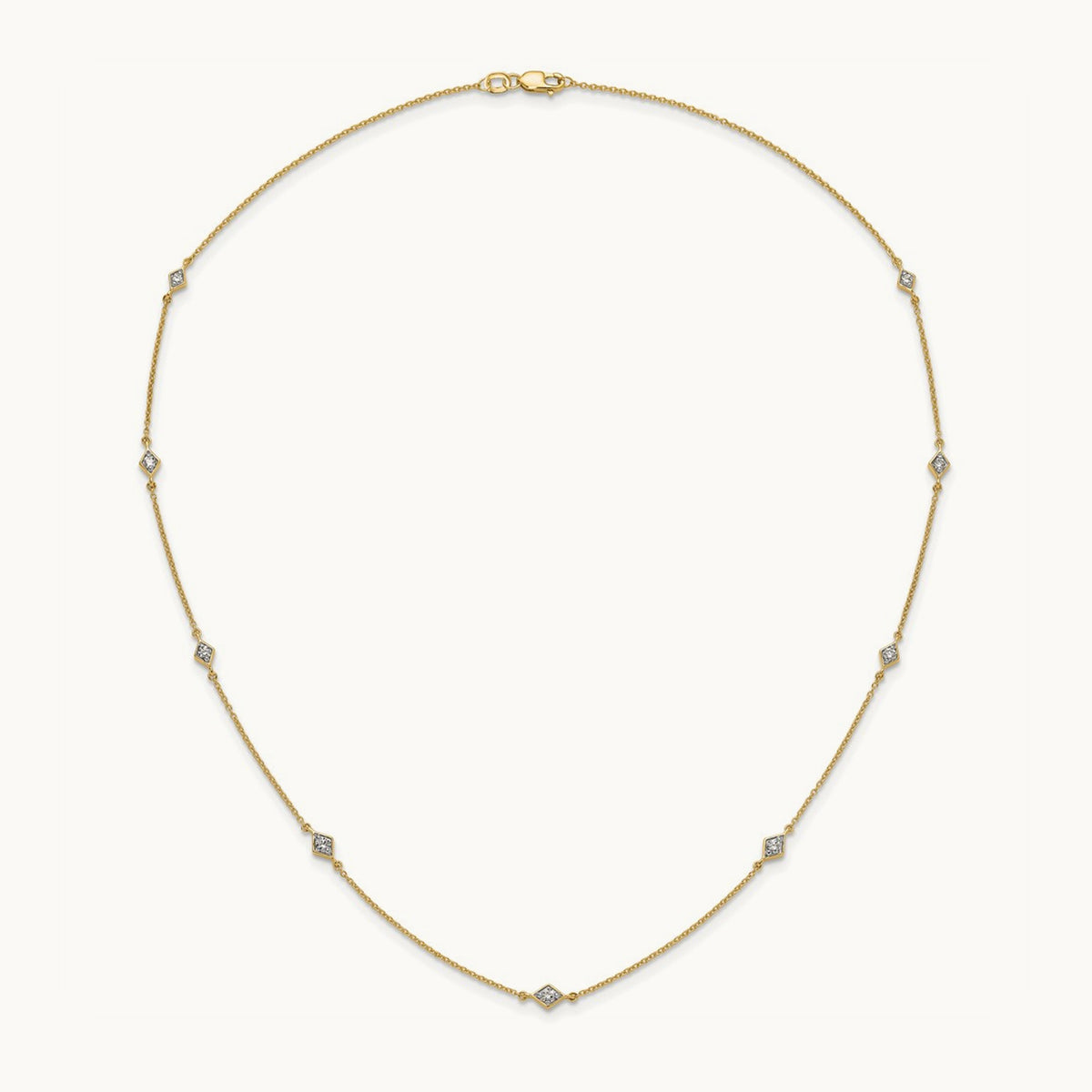 Diamond Multi Station Necklace — 14K Yellow Gold