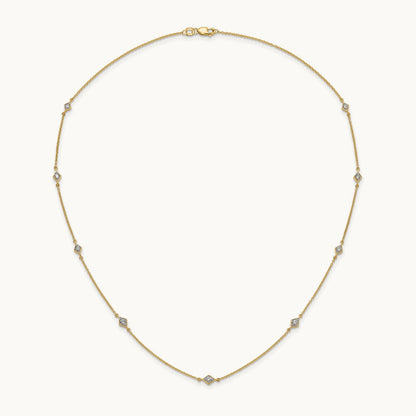 Diamond Multi Station Necklace — 14K Yellow Gold