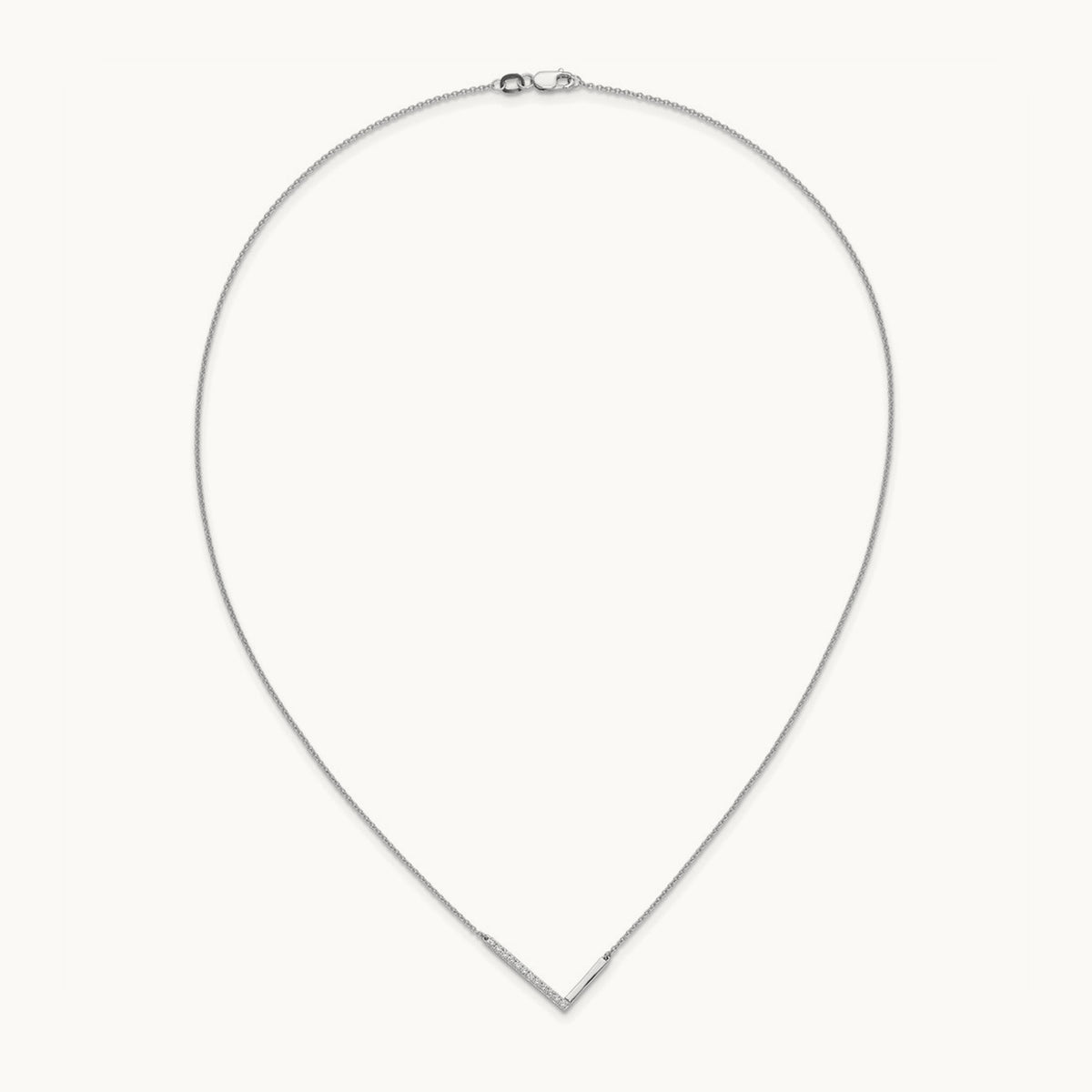 Sideways Diamond Necklace — 14K White Gold, L