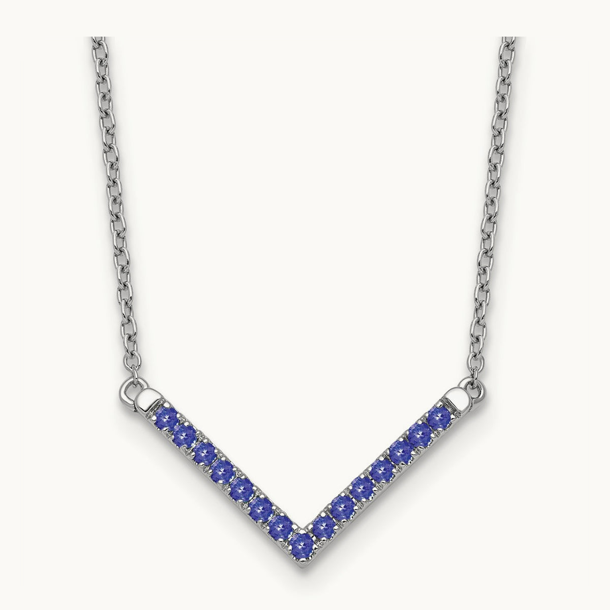 Tanzanite 18in. V-Necklace, 14K White Gold