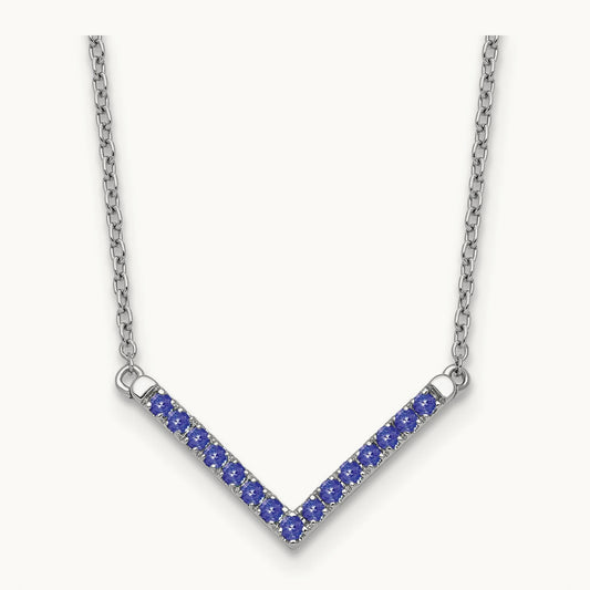 Tanzanite 18in. V-Necklace, 14K White Gold