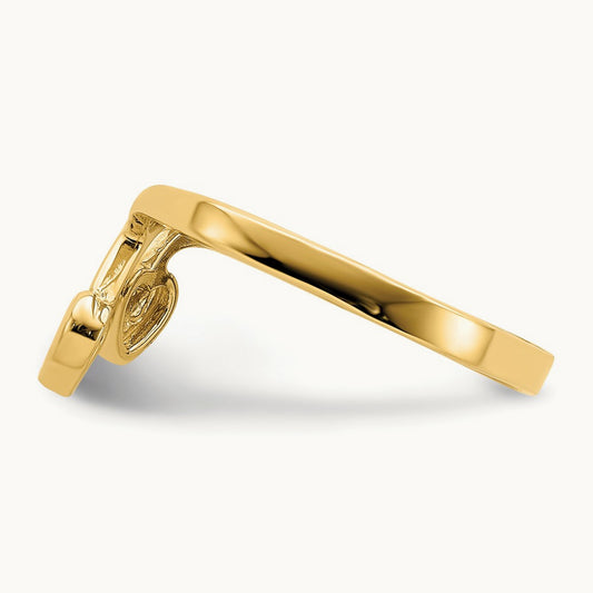 Double Heart Drop V Ring, 14K