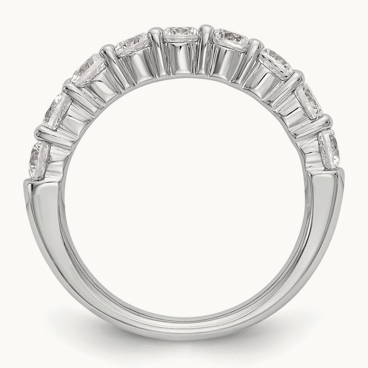 9-Stone Diamond Band, 14K White Gold