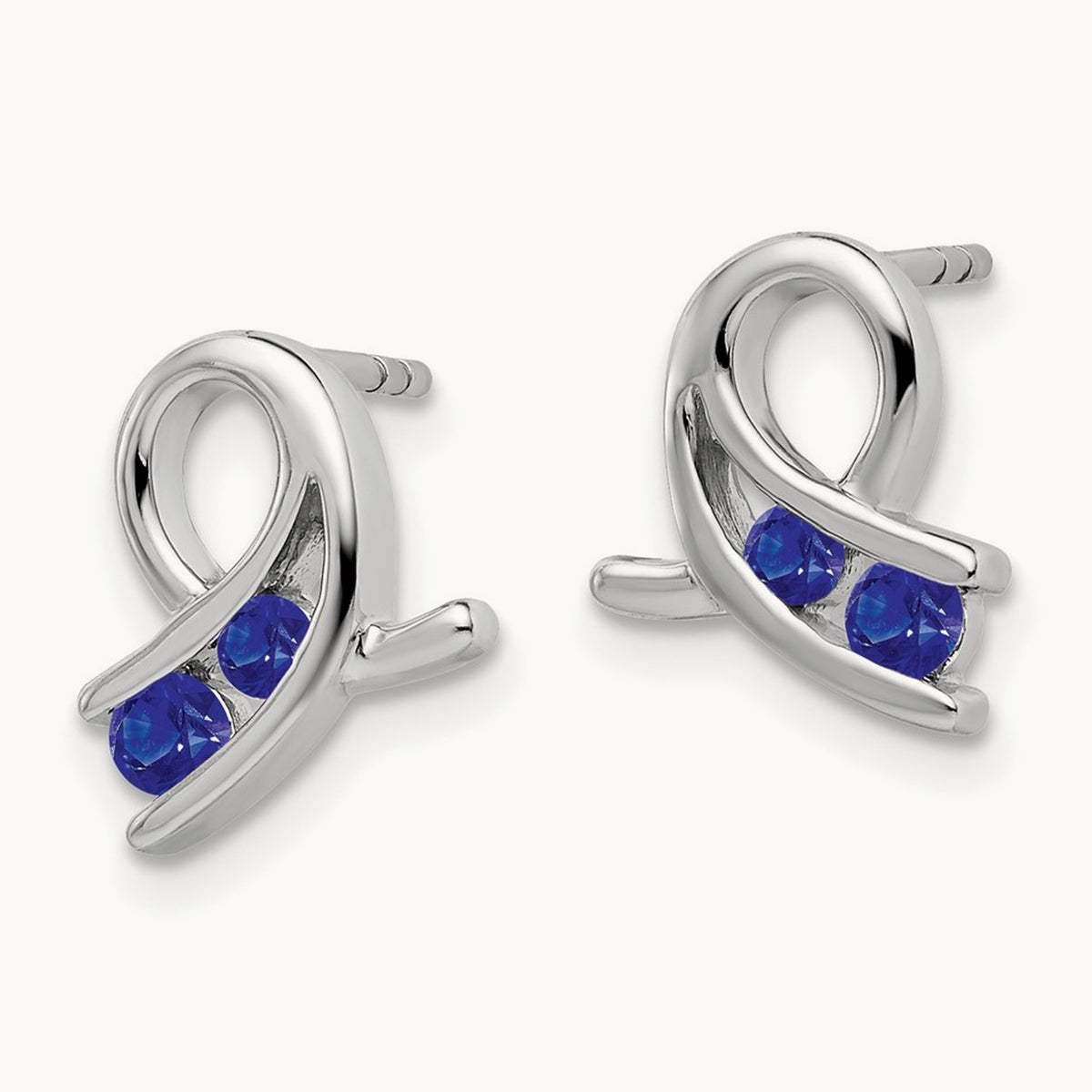 Created Sapphire Earrings, 14K White Gold