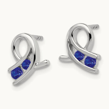 Created Sapphire Earrings, 14K White Gold