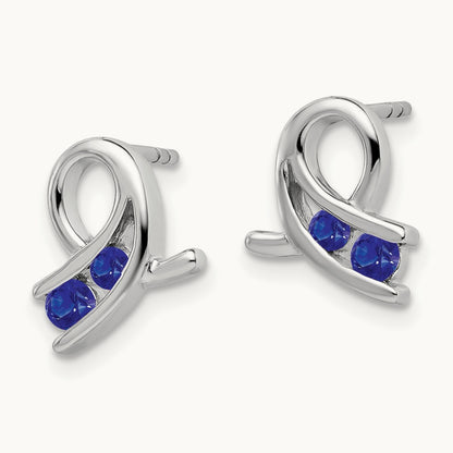 Created Sapphire Earrings, 14K White Gold