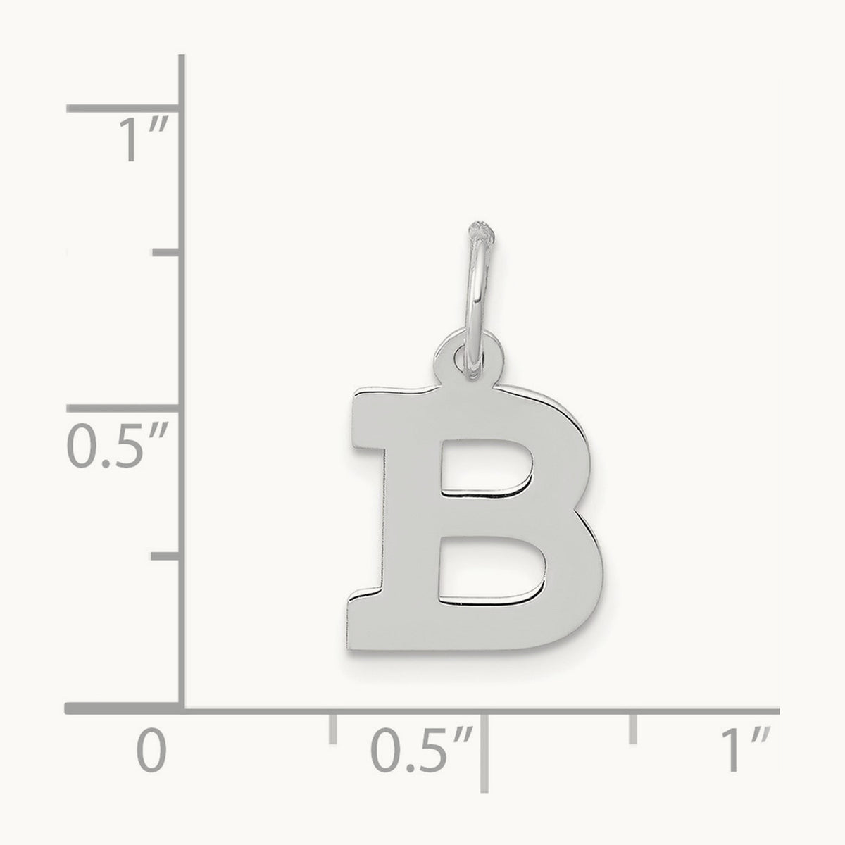 Small Block Initial Charm — 14K White Gold, B