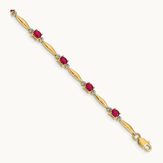 Diamond and Oval Ruby Bracelet, 14K