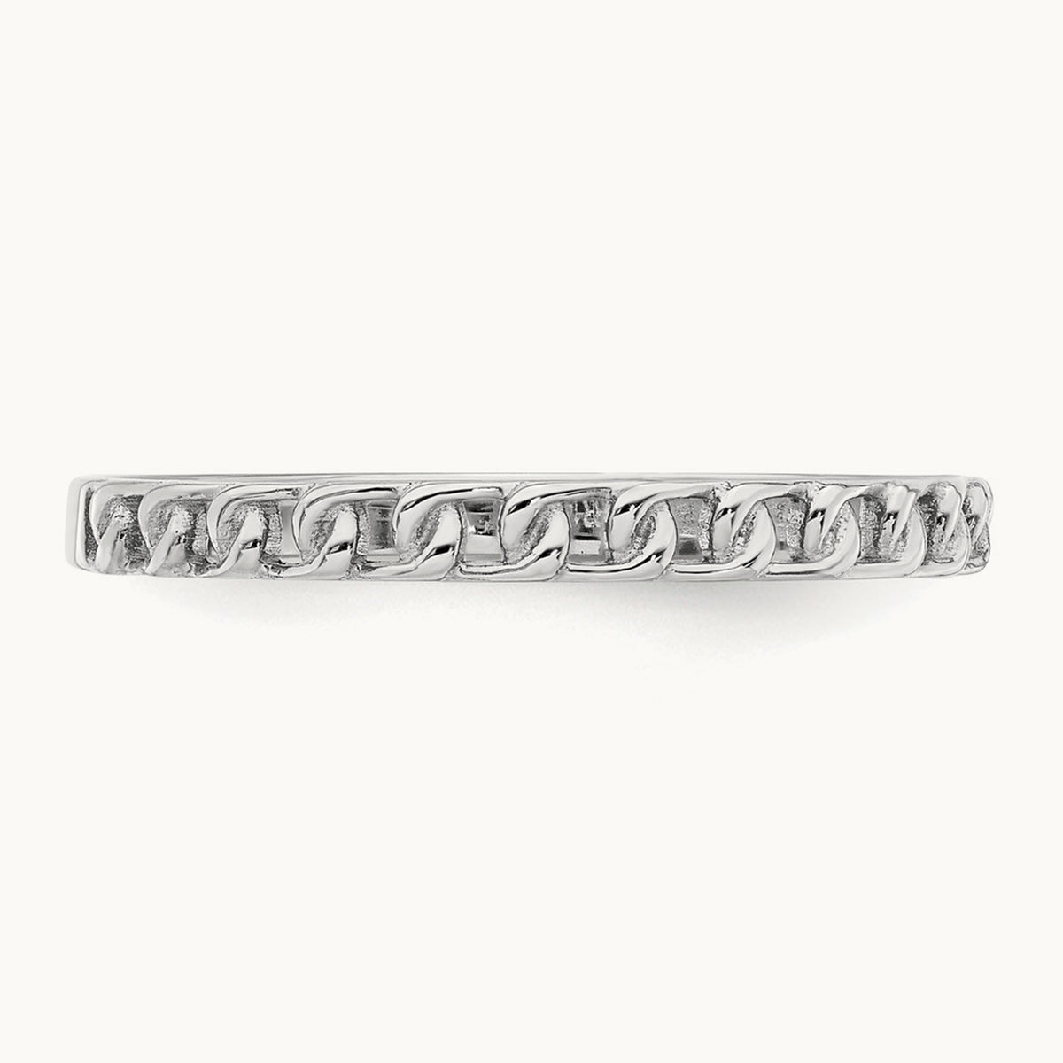 Link Design Ring — 14K White Gold, 7