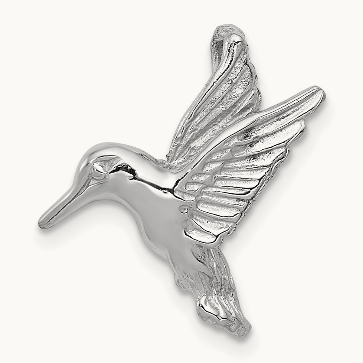 Polished Open-Backed Hummingbird Chain Slide, 14K White Gold