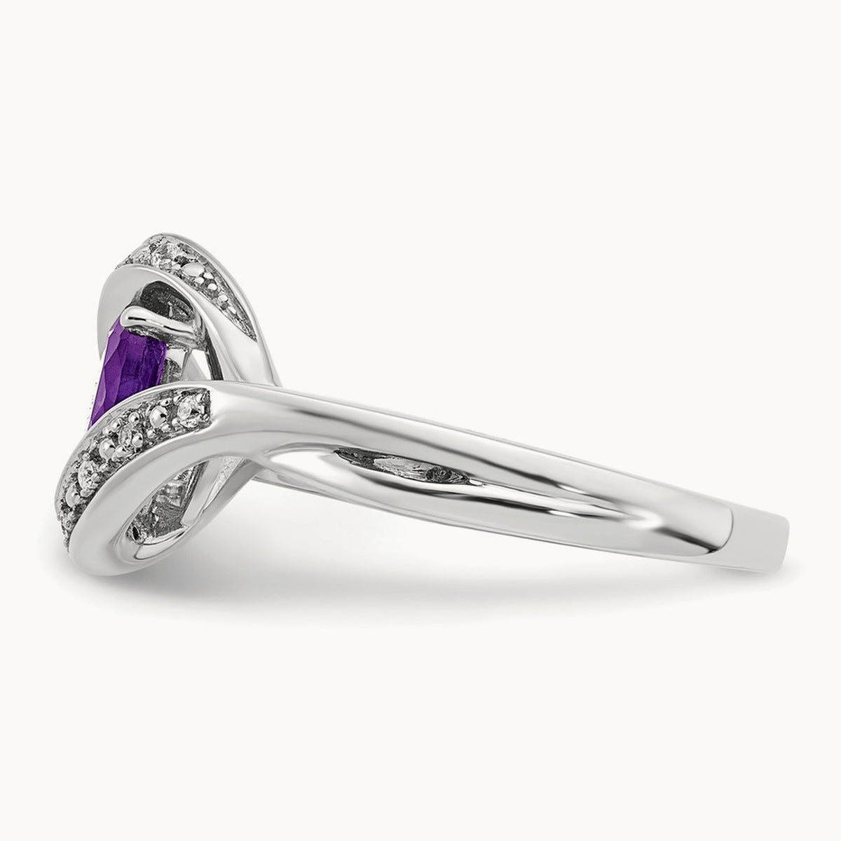 Oval Amethyst and Diamond Ring, 14K White Gold