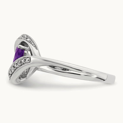 Oval Amethyst and Diamond Ring, 14K White Gold