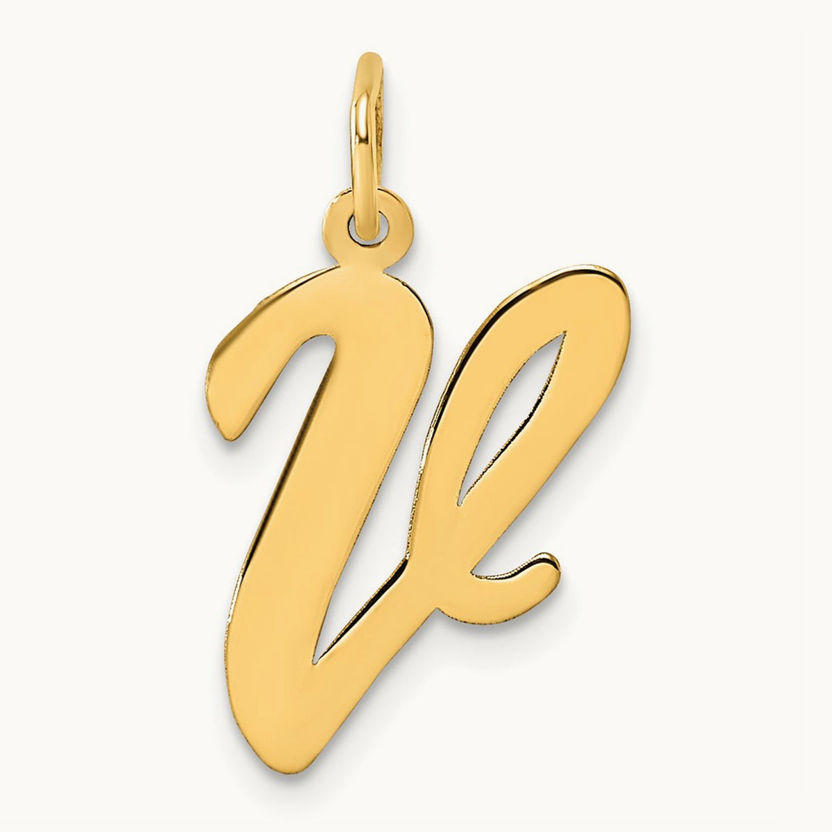 Large Script Initial Charm — 14K Yellow Gold, V