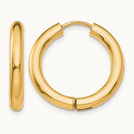 Polished Hinged Hoop Earrings, 14K