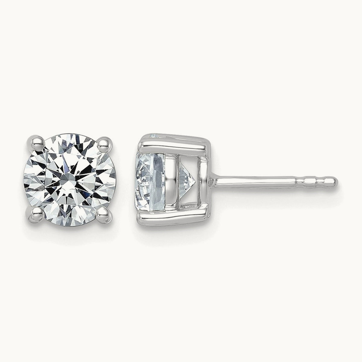 Round Lightweight Earrings, 0.25-6.00 ct tw Lab-Grown Diamond — 2 1/2 ct, 10K White Gold