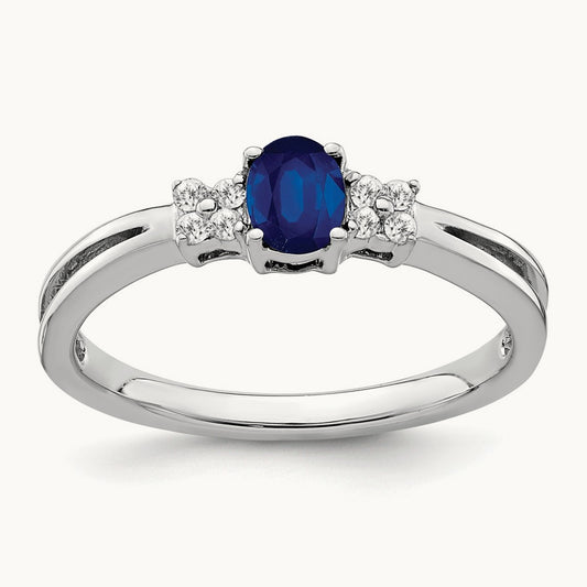 Oval Sapphire and Diamond Ring, 14K White Gold