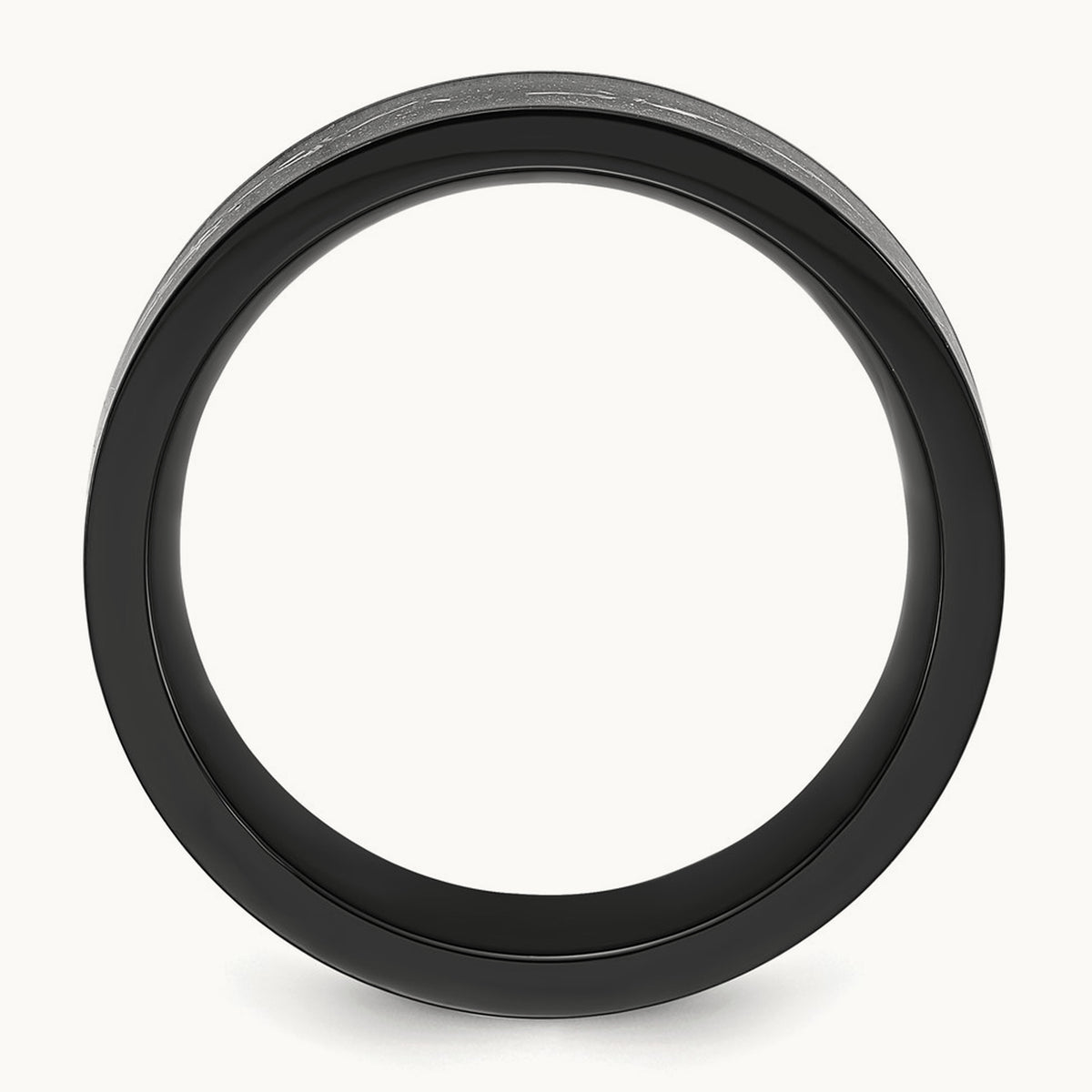 Polished Black IP-plated w/Black and Silver Foil Inlay Band, 8mm, Titanium