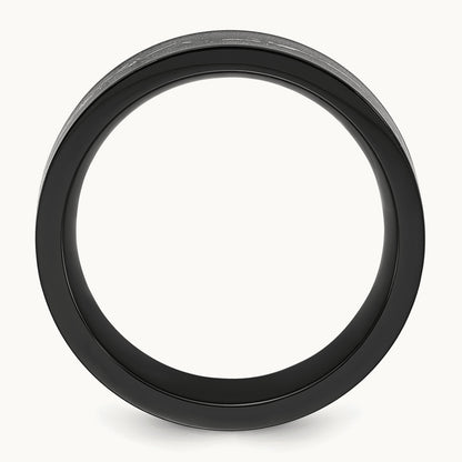 Polished Black IP-plated w/Black and Silver Foil Inlay Band, 8mm, Titanium