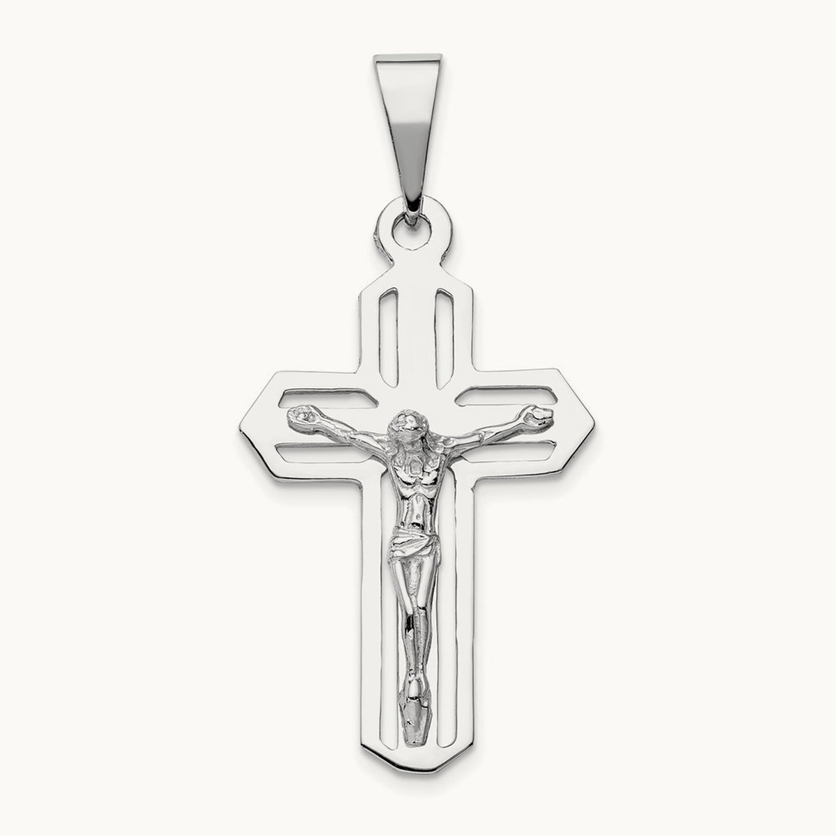 Crucifix Pendant, 14K White Gold