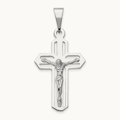 Crucifix Pendant, 14K White Gold