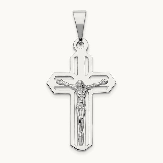 Crucifix Pendant, 14K White Gold