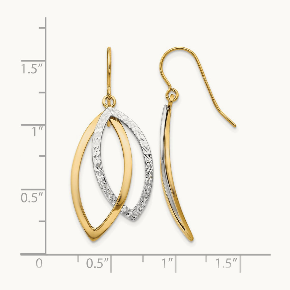 Polished / Textured Shepherd Hook Earrings, 10K Two-tone — Leslie's