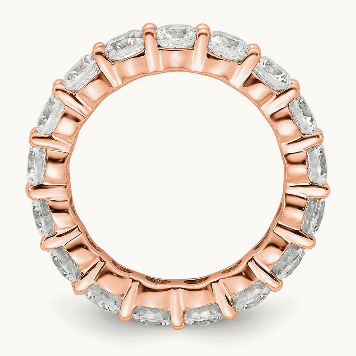 Polished Shared Prong Diamond Eternity Band, 3.00 ct tw — 14K Rose Gold