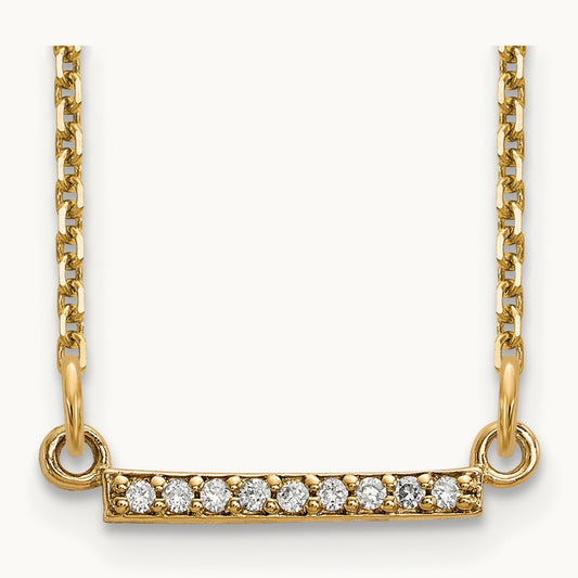 Diamond Tiny Bar Necklace, 14K Yellow Gold