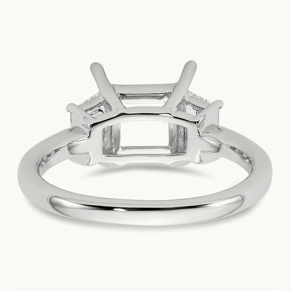 Trapezoid Princess Semi-Mount Engagement Ring — 14K White Gold, 3/4 ct, 7