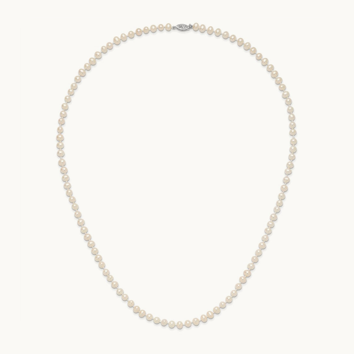 WG 5- White Near Round Freshwater Cultured Pearl Necklace, 14K