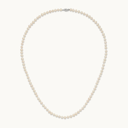 WG 5- White Near Round Freshwater Cultured Pearl Necklace, 14K