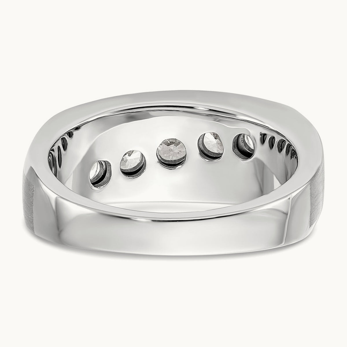 5 Stone Men's Ring, 1.00 ct tw Lab-Grown Diamond — 10K White Gold