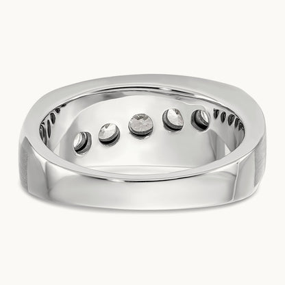 5 Stone Men's Ring, 1.00 ct tw Lab-Grown Diamond — 10K White Gold