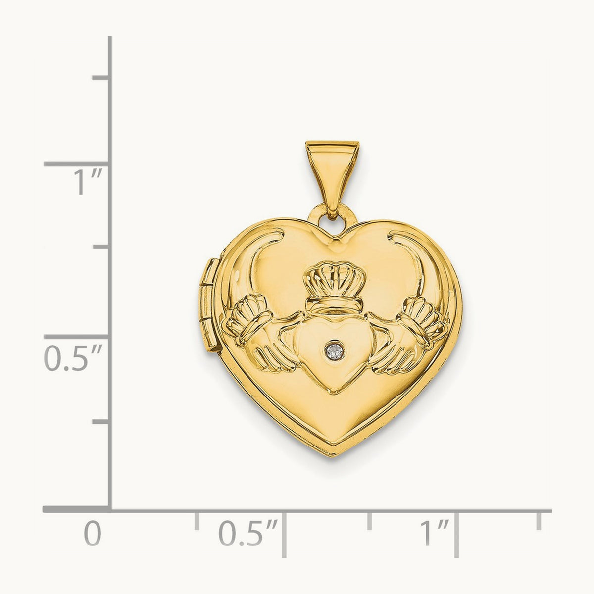 Diamond Claddagh Heart Locket, 14K