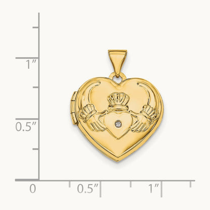 Diamond Claddagh Heart Locket, 14K