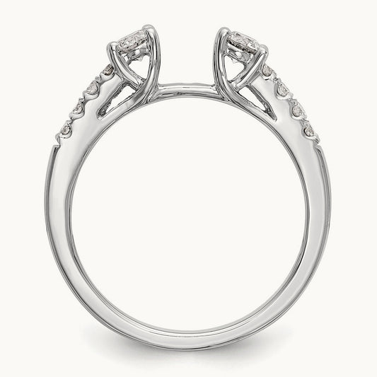 3-Stone Diamond Peg Set Semi-mount Engagement Ring, 14K White Gold