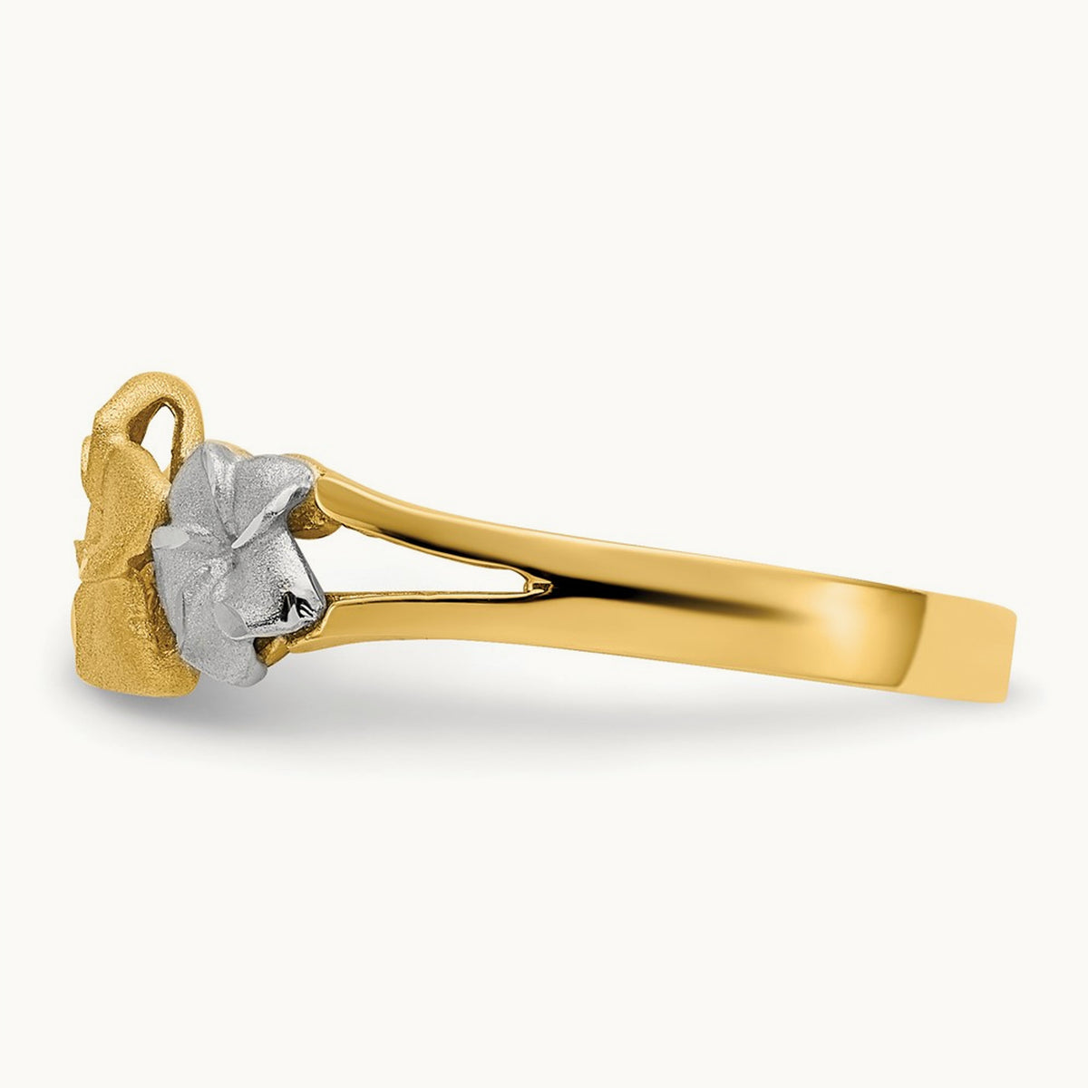 Tri-color Plumeria Ring, 14K