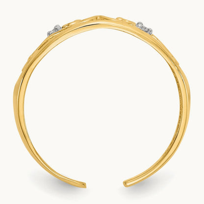 Diamond Scroll Toe Ring — 14K Yellow Gold