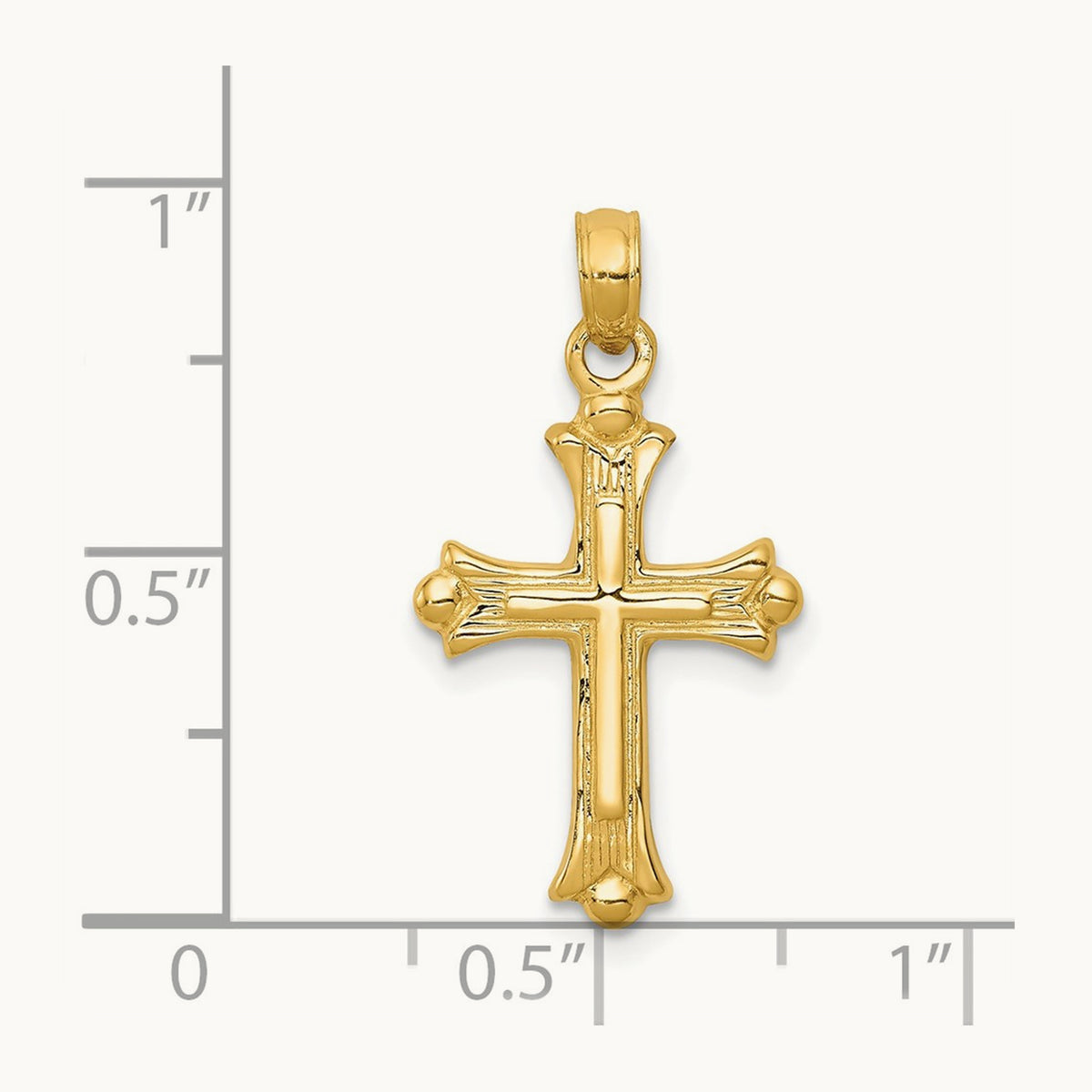 Budded Cross Charm — 14K Yellow Gold, 26mm