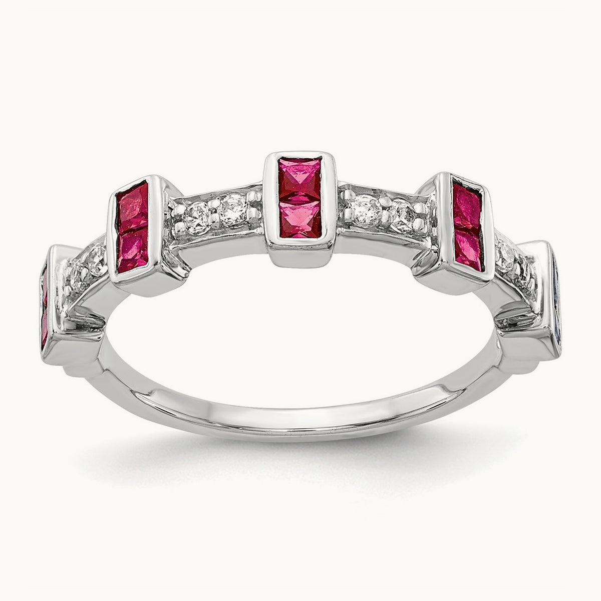Fancy Diamond and Ruby Ring, 14K White Gold