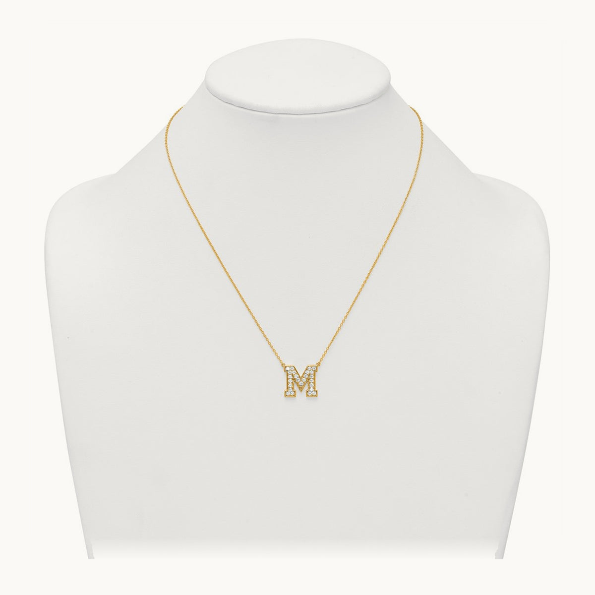 Initial Necklace — 14K Yellow Gold, M, 5/8 ct