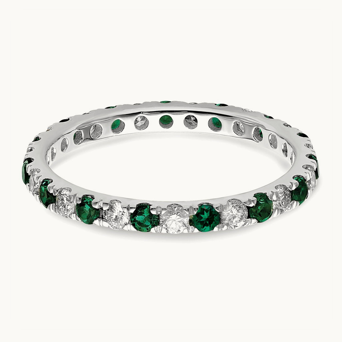 Created Emerald Eternity Band — 14K White Gold, 2.25 mm