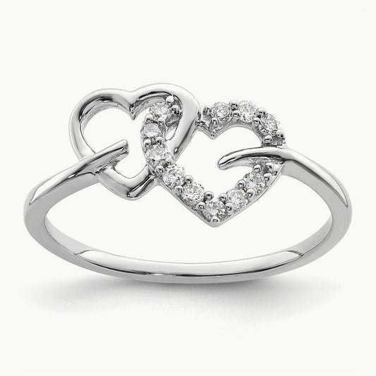 Double Heart Ring, 0.10 ct tw Lab-Grown Diamond