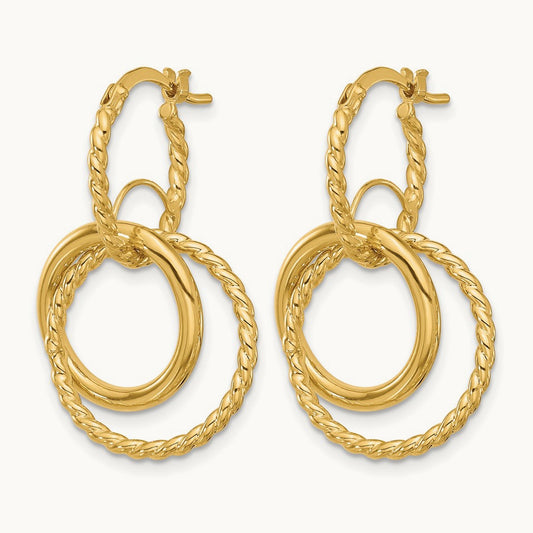Polished and Twisted Dangle Circles Hoop Earrings, 10K — Leslie's