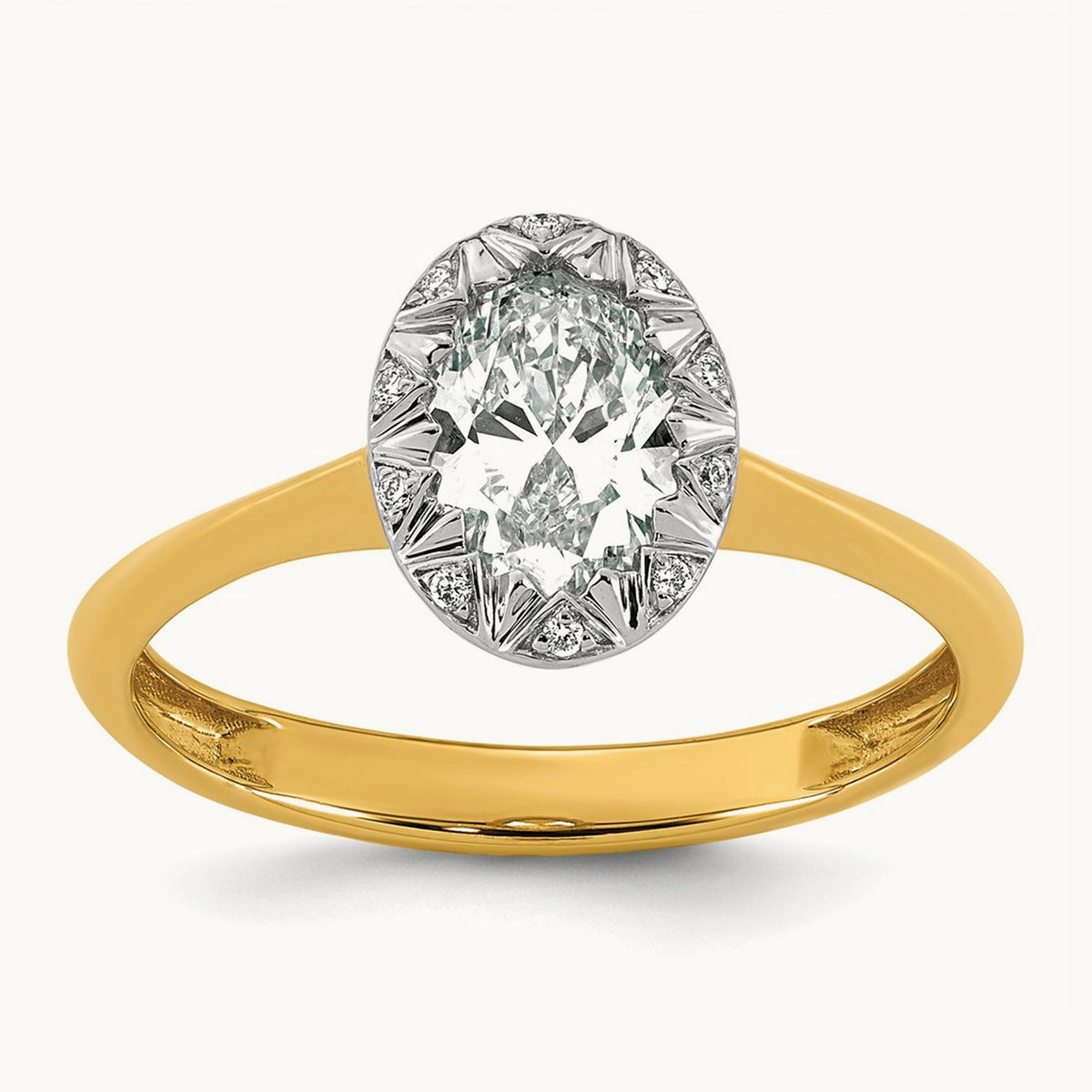 With Rhodium Oval Center Ring, 1.00 ct tw Lab-Grown Diamond