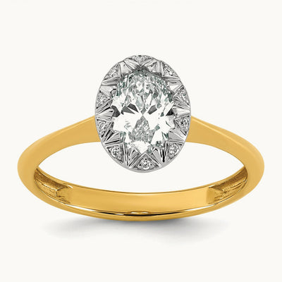 With Rhodium Oval Center Ring, 1.00 ct tw Lab-Grown Diamond