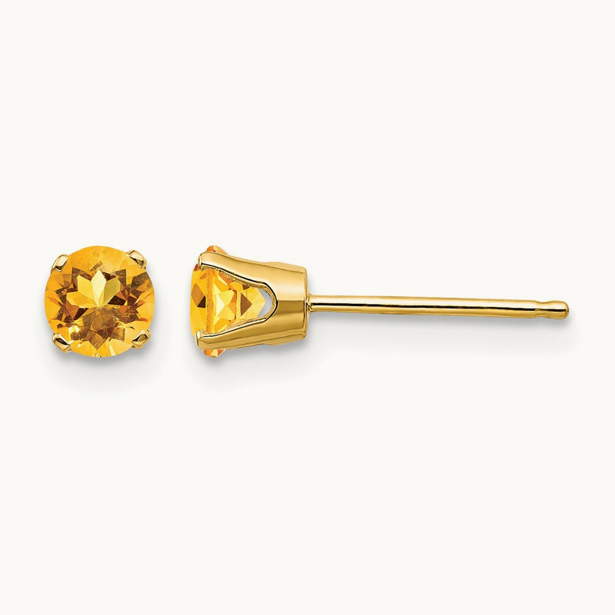 November/Citrine Post Earrings — 4mm
