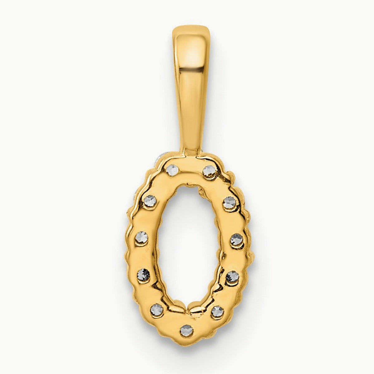 Diamond Number 0 Pendant — 14K Yellow Gold, 12.99mm