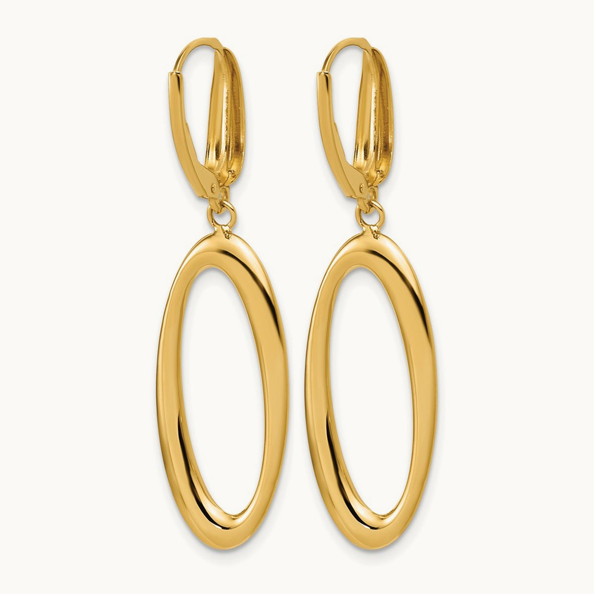 Polished Fancy Oval Leverback Earrings, 14K — Leslie's
